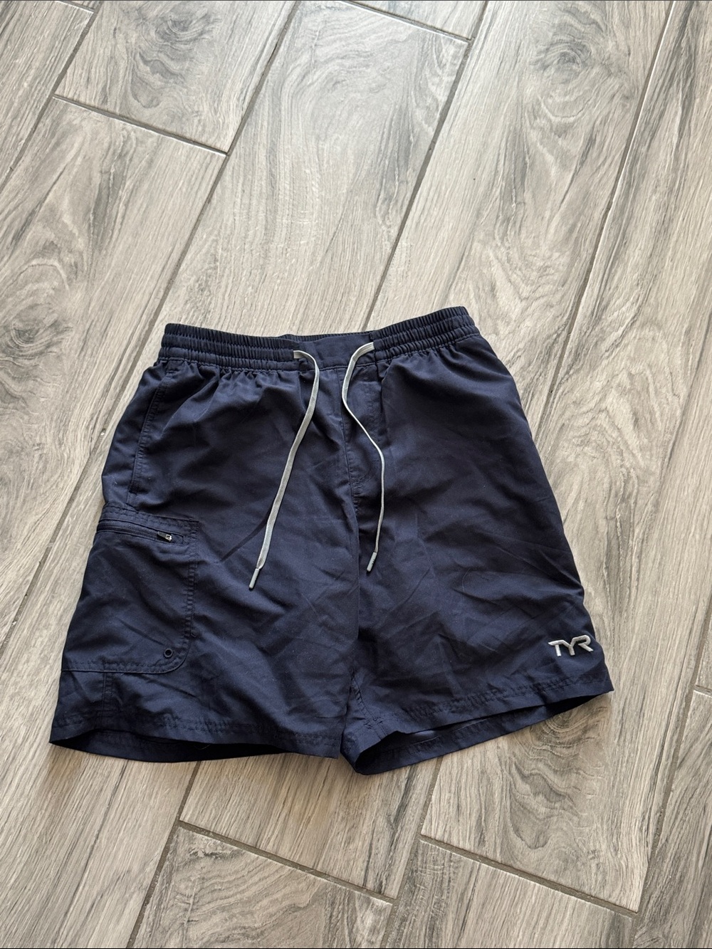 TYR Men's Navy Blue Swim Shorts with Drawstring